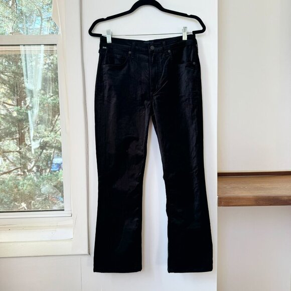 New Citizens of Humanity Isola Cropped Trouser Pants Velvet Mid Rise Black 27 - Picture 5 of 13
